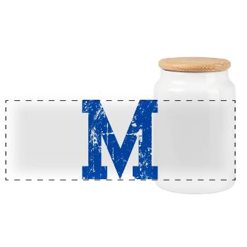 Buchstabe m Retro Sport - Panorama Keksdose mit Holzdeckel - Weiß - Vorne