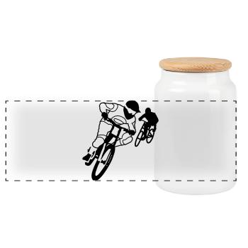 Cross - Panoramic Cookie Jar with Wooden Lid - white - Front