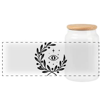 Mystic Yule with an Eye - Christmas Yule - Panoramic Cookie Jar with Wooden Lid - white - Front