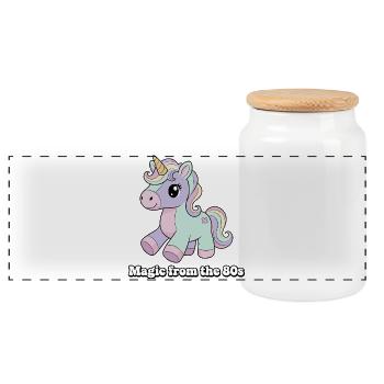 Unicorn Retro 80er Flair - Panorama Keksdose mit Holzdeckel - Weiß - Vorne