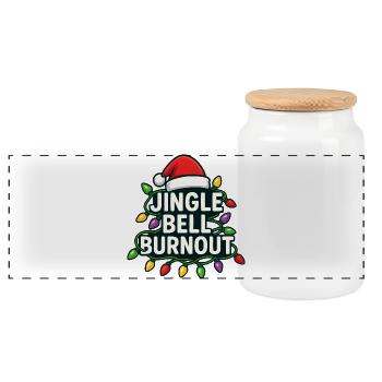 Jingle Bells, Burnout, Weihnachten, subtiler Humbu - Panorama Keksdose mit Holzdeckel - Weiß - Vorne