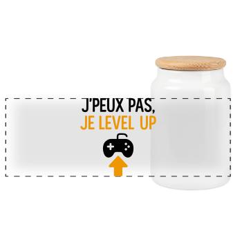J’peux pas – je level up Geek Gamer Gaming - Boîte à biscuits avec couvercle en bois - blanc - Devant