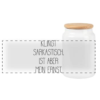 Sarcasm Humor Irony Cynic T-Shirt Gift - Panoramic Cookie Jar with Wooden Lid - white - Front
