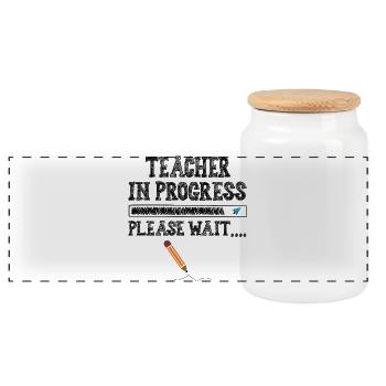 Teacher in progress  - Panorama Keksdose mit Holzdeckel - Weiß - Vorne