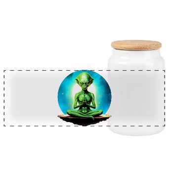 Aliens Yoga - Panorama Keksdose mit Holzdeckel - Weiß - Vorne