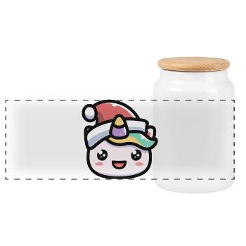 Chapeau de Père Noël face de licorne Kawaii - Boîte à biscuits avec couvercle en bois - blanc - Devant