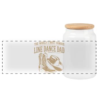 Line Dance Dad Cowboy Boots - Panoramic Cookie Jar with Wooden Lid - white - Front
