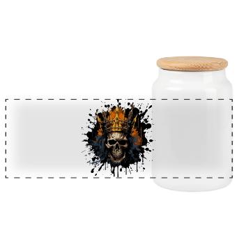 Crâne du Roi avec couronne - Boîte à biscuits avec couvercle en bois - blanc - Devant