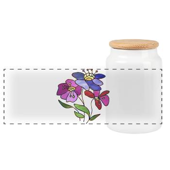 Blumen - Panorama Keksdose mit Holzdeckel - Weiß - Vorne