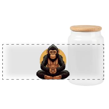 Yogi Singe - Boîte à biscuits avec couvercle en bois - blanc - Devant