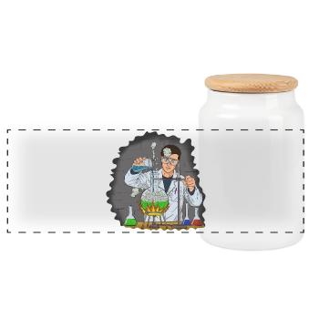 Master Experimenter Fire Chemistry - Panoramic Cookie Jar with Wooden Lid - white - Front