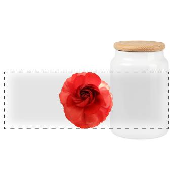 Motif fleur de rose rouge grand - Boîte à biscuits avec couvercle en bois - blanc - Devant