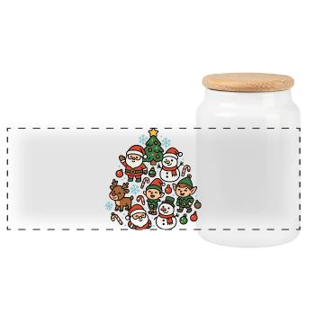 Monde de Noël avec la neige du Père Noël - Boîte à biscuits avec couvercle en bois - blanc - Devant