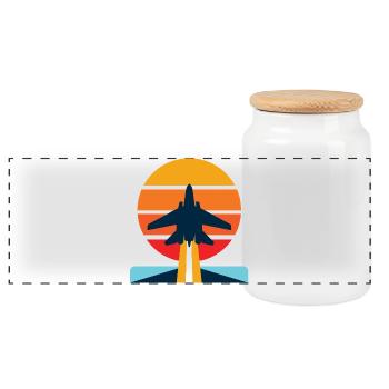 Lancement du Sunset Jet - Boîte à biscuits avec couvercle en bois - blanc - Devant