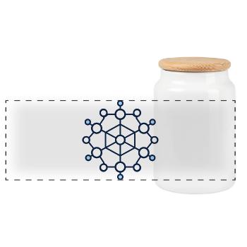 Geometric Node Network - Panoramic Cookie Jar with Wooden Lid - white - Front