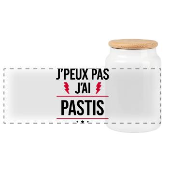 J’peux pas j’ai pastis Humour Apéro - Boîte à biscuits avec couvercle en bois - blanc - Devant