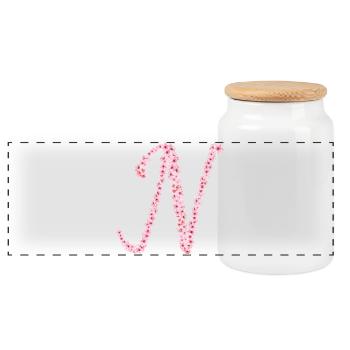 Cherry blossom initial N - Panoramic Cookie Jar with Wooden Lid - white - Front