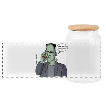 New brain, who dis? - Panoramic Cookie Jar with Wooden Lid - white - Front