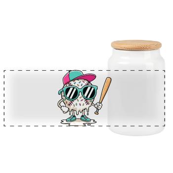 Tropfende Baseball-Grafik für Spieler und Fans - Panorama Keksdose mit Holzdeckel - Weiß - Vorne