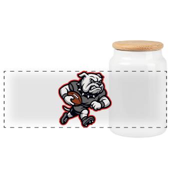 Design de la mascotte de football des Bulldogs Go Dawgs - Boîte à biscuits avec couvercle en bois - blanc - Devant