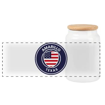 Emblème du Texas Amarillo - Boîte à biscuits avec couvercle en bois - blanc - Devant