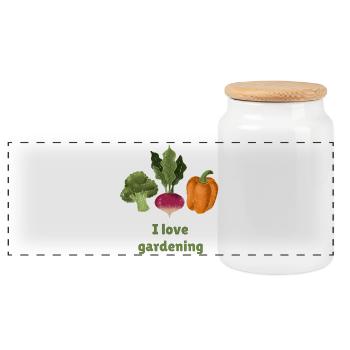 I love gardening - Panoramic Cookie Jar with Wooden Lid - white - Front