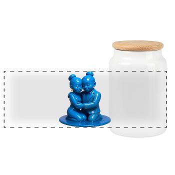 LOVERS #2- peace & love - Panoramic Cookie Jar with Wooden Lid - white - Front