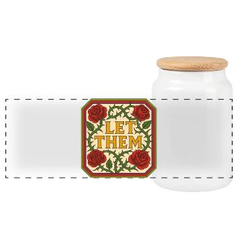 Laissez-les fleurir les roses Panneau vintage - Boîte à biscuits avec couvercle en bois - blanc - Devant