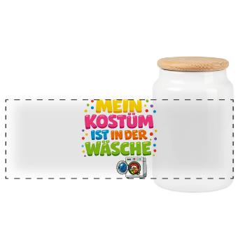 Mon costume est dans la blanchisserie Carnaval Carnaval - Boîte à biscuits avec couvercle en bois - blanc - Devant