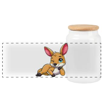 Kangourou clin d’œil dans un style dessin animé - Boîte à biscuits avec couvercle en bois - blanc - Devant