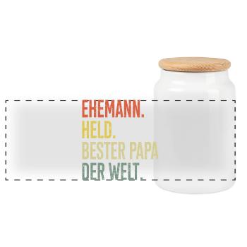 Bester Papa der Welt Gradient - Panorama Keksdose mit Holzdeckel - Weiß - Vorne