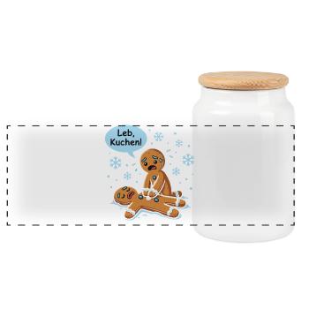 Leb Kuchen Jeu de mots drôle en pain d’épices allemand - Boîte à biscuits avec couvercle en bois - blanc - Devant