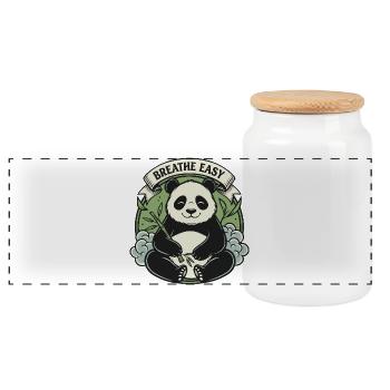 Panda Easy Zen - Panorama Keksdose mit Holzdeckel - Weiß - Vorne