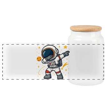 astronaut - Panoramic Cookie Jar with Wooden Lid - white - Front