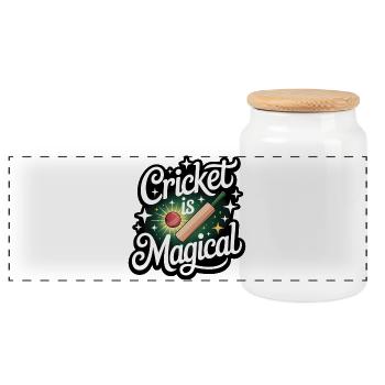 Funny Cricket Saying Vintage Cricket Game - Panoramic Cookie Jar with Wooden Lid - white - Front
