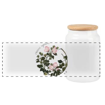 Zeshins Blüte – Hibiscus syriacus Japanische Floral - Panorama Keksdose mit Holzdeckel - Weiß - Vorne