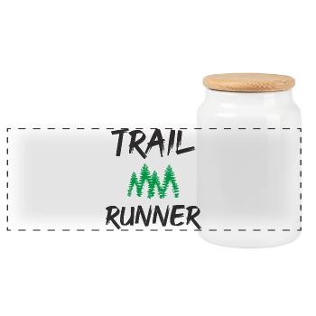 Coureur de trail - Boîte à biscuits avec couvercle en bois - blanc - Devant
