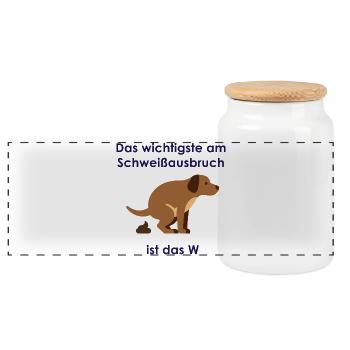 Hundekot Witz - Panorama Keksdose mit Holzdeckel - Weiß - Vorne