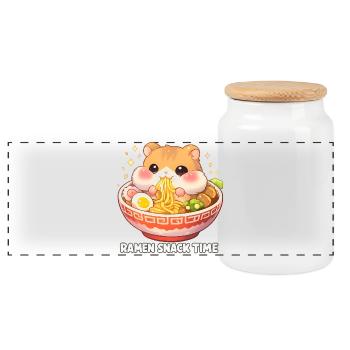 ramen - Panoramic Cookie Jar with Wooden Lid - white - Front