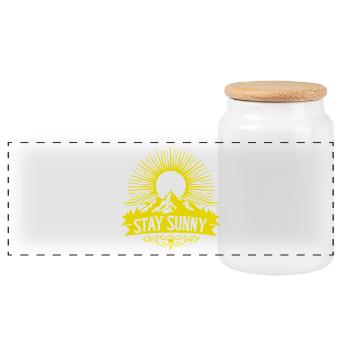 Stay sunny - white Sun - Panoramic Cookie Jar with Wooden Lid - white - Front