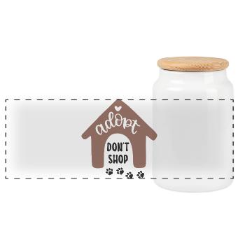 Adopt Don't Shop Dog T-Shirt Animal Love - Panoramic Cookie Jar with Wooden Lid - white - Front