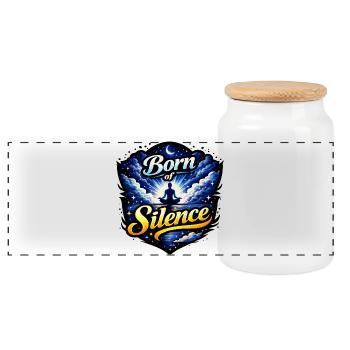 Né de la méditation du silence - Boîte à biscuits avec couvercle en bois - blanc - Devant