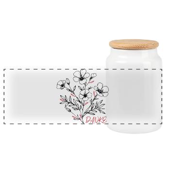 Bouquet - Panoramic Cookie Jar with Wooden Lid - white - Front