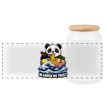 Panda In Ramen We Trust - Panorama Keksdose mit Holzdeckel - Weiß - Vorne