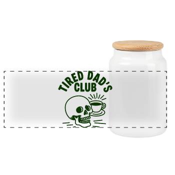Tired Dad's Club Schädel und Kaffee - Panorama Keksdose mit Holzdeckel - Weiß - Vorne