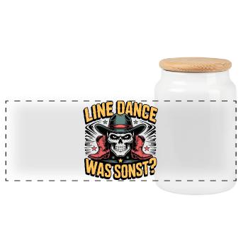 Line Dance Skelett Western Shirt - Panorama Keksdose mit Holzdeckel - Weiß - Vorne