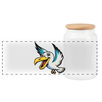 Merry Pelican Mascot - Panoramic Cookie Jar with Wooden Lid - white - Front