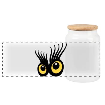 Eyes - Panoramic Cookie Jar with Wooden Lid - white - Front