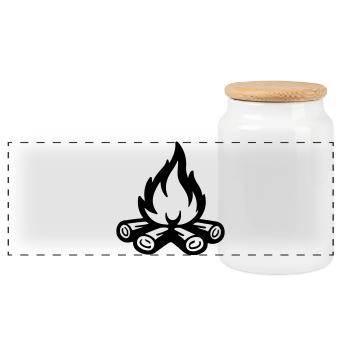 Flamme symbolique du feu de camp - Boîte à biscuits avec couvercle en bois - blanc - Devant