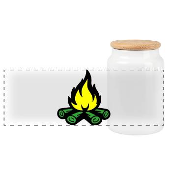 Flamme symbolique du feu de camp - Boîte à biscuits avec couvercle en bois - blanc - Devant